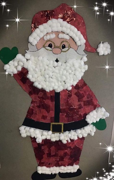 Santa Claus Door Decorations, Christmas Decor Ideas For Classroom Wall, Mrs Claus Classroom Door, Santa Claus Classroom Door, Paper Santa Claus, Diy Santa Claus, Making Santa Claus Craft, Paper Santa Claus Diy, Santa Claus Paper Craft