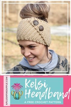 Kelsi Headband — a FREE crochet pattern by Sarah | The Plush Pineapple #crochet #crochetpatternsfree #crochetheadband Crochet Ear Warmer Pattern, Crochet Hairband, Bandeau Au Crochet, Crochet Headband Pattern Free, Christmas Crochet Patterns Free, Crochet Hat Free, Crochet Headband Pattern, Pineapple Crochet, Crochet Hair Accessories