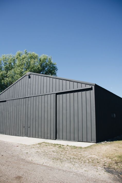 Metal Shed Makeover, Garage Paint Colors, Paint Transformation, Metal Storage Buildings, Tractor Shed, Garage Paint, Tractor Barn, Painted Shed, Shed Makeover