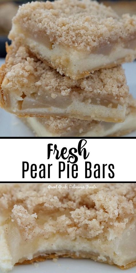 Pear Strudel Recipes, Pear Custard Bars, Pear Crumble Bars, Pears Dessert Easy, Pear Recipes Low Carb, Sliced Pears Recipes, Seckle Pear Recipes, Ways To Use Pears, Pears Recipes Dessert