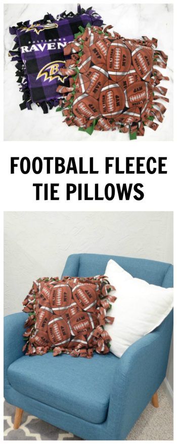 Football Fleece Tie Pillows Sew Blankets, Tie Pillows, Space Home Decor, Football Pillows, Colorful Necklaces, Throw Pillow Diy, Football Diy, Fleece Pillow, Watching Football