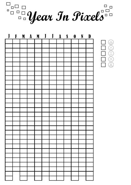 It’s always nice to notice how your year turns out as you track the happy days and the not so happy ones… Year In Pixels is the perfect way to do so! HOW TO 1. DESIGNED THE PAGE 2. PRIN… Bullet Journal Ideas, Bullet Journal Topics, Year In Pixels, Weekly Planner Free Printable, Journal Lists, Bullet Planner, Mood Tracker, Bullet Journal Art, Bullet Journal Spread