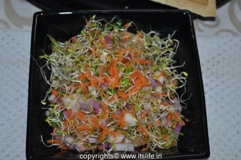 Alfalfa Sprouts Salad. Alfalfa Sprouts Recipes, Sprouts Recipes, Indian Salads, Alfalfa Sprouts, Low Carb Vegetarian Recipes, Sprouts Salad, Sprout Recipes, Vegetarian Paleo, How To Eat Paleo