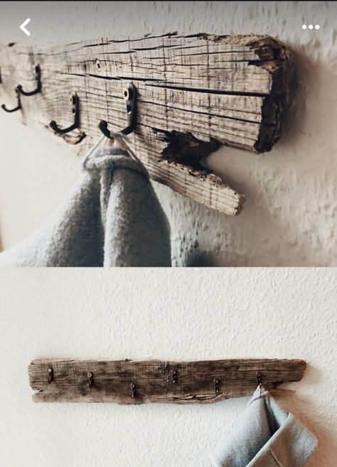 Rustic Driftwood Decor, Driftwood Hat Rack, Driftwood Coat Rack, Coat Hook Ideas, Barn Wood Coat Rack, Old Wood Projects, Balinese Decor, Diy Coat Rack, Rustic Coat Rack