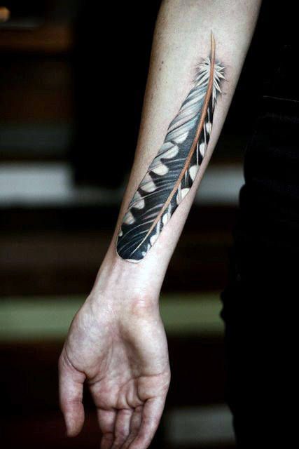 Black And White Ink Turkey Feather Mens Inner Forearm Tattoos Kendall Tattoo, Turkey Tattoos, Feather Tattoo Meaning, Inner Forearm Tattoo, Wonderland Tattoo, Geniale Tattoos, Feather Tattoo, Feather Tattoos, Nature Tattoos