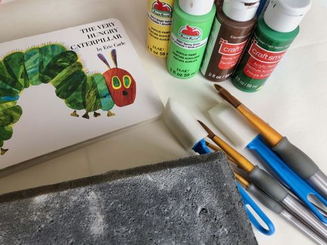 How To Paint Bricks to Look Like Books - The Picture Book Pages Paint Bricks, Book Bricks, Eric Carle Crafts, Brick Books, Reading Garden, Preschool Books, White Acrylic Paint, Painted Brick, Happy Paintings