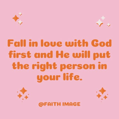 Fall in love with God first and He will put the right person in your life. Fall In Love With God, Marriage Therapy, Gods Word, The Right Man, Happy Relationships, God First, God Loves You, Marriage Advice, Christian Quotes