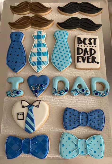 Fathers Day Cookies, Dino Birthday Cake, Bow Tie Cookies, Royal Icing Cookies Recipe, Marshmallow Cupcakes, Fathers Day Cupcakes, Royal Iced Cookies, Crazy Cookies, Fathers Day Cake