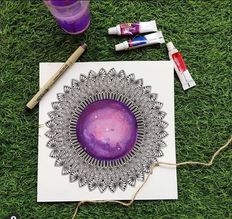 Galaxy Mandala Art, Cosmic Mandala, Galaxy Mandala, Fineliner Art, Flower Pattern Drawing, Healing Art, Mandala Art Therapy, Balance Art, Geometric Pattern Art