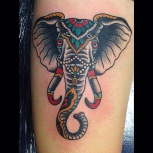 Tiny elephant. Traditional Tattoo Elephant, Circus Elephant Tattoos, Traditional Elephant Tattoo, Speakeasy Tattoo, Traditional Elephant, Circus Tattoo, Salvation Tattoo, Henna Body Art, American Tattoos