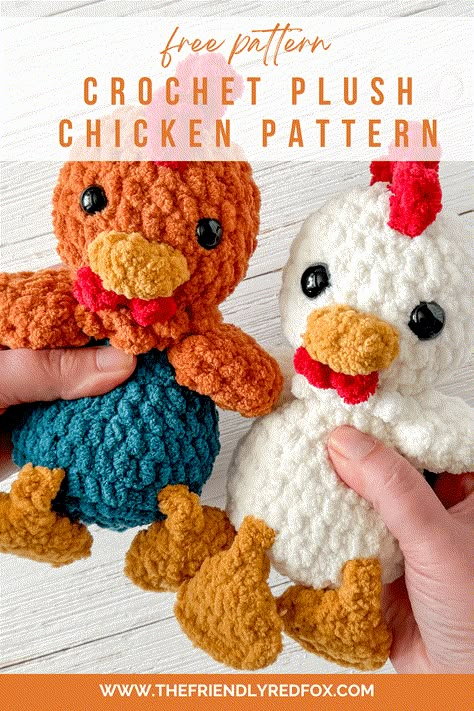 Squishy Chicken Crochet Pattern Chicken Crochet Pattern, Chicken Crochet, Crochet Stuffies, Crocheted Animals, Crochet Chicken, Crochet Plushies, Crochet Turtle, Crochet Plush, Crochet Animals Free Patterns