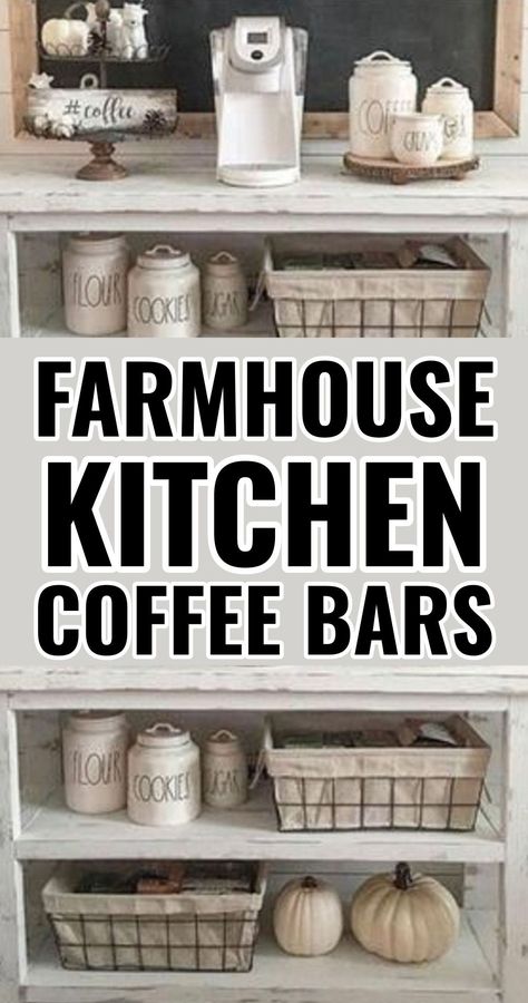 Kitchen Coffee Bars, Farmhouse Kitchen Canister Set, Farmhouse Canister Set, Farmhouse Kitchen Canisters, Farmhouse Canisters, Farmhouse Kitchen Decor Ideas, Country Farmhouse Kitchen Decor, Vintage Canister Sets, Kitchen Makeover Ideas