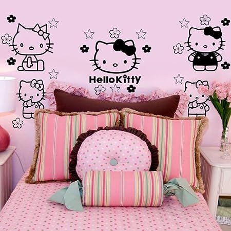 Bedroom Makeover Ideas, Hello Kitty Bedroom, Hello Kitty Cake, Hello Kitty Art, Room Transformation, Dreamy Room, Makeover Ideas, Pink Bedroom, Wall Decal Sticker