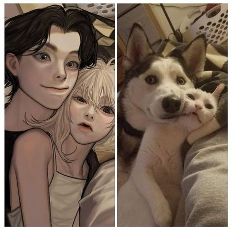 Animal To Human Drawings, Adorable Couple Drawings, Human Poses Reference Couple, Couple Cute Drawing Reference, Cat Ocs Human, Cats As Humans Art, Real Life People References, Person Sitting On Stool Reference, Cute Art Styles Anime Couple