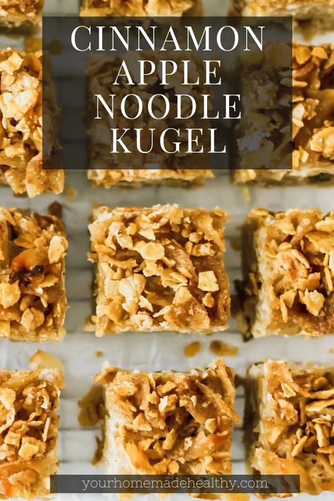 Apple Cinnamon Noodle Kugel, Apple Noodle Kugel Recipe, Apple Noodle Kugel, Noodle Kugel Jewish, Cinnamon Kugel, Hanukkah Foods, Apple Kugel, Kugel Recipes, Graham Recipe