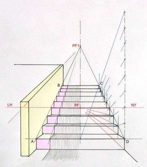 DIVISION D'UN ESPACE EN PARTIES EGALES - LES BASES DU DESSIN ... et de la peinture How To Draw Stairs, Perspective Drawing Architecture, تصميم داخلي فاخر, Perspective Drawing Lessons, Interior Design Sketches, Point Perspective, Interior Sketch, Perspective Art, Architecture Drawing Art