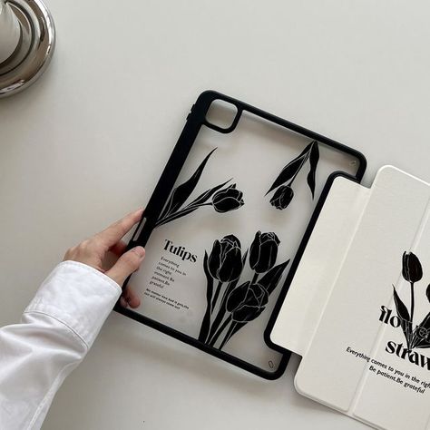 10th Generation Ipad, Ipad Air 4th Generation, Ipad Features, Tulip Pattern, New Ipad Pro, Black Tulips, Ipad Air Case, Kindle Case, Tablet Cover