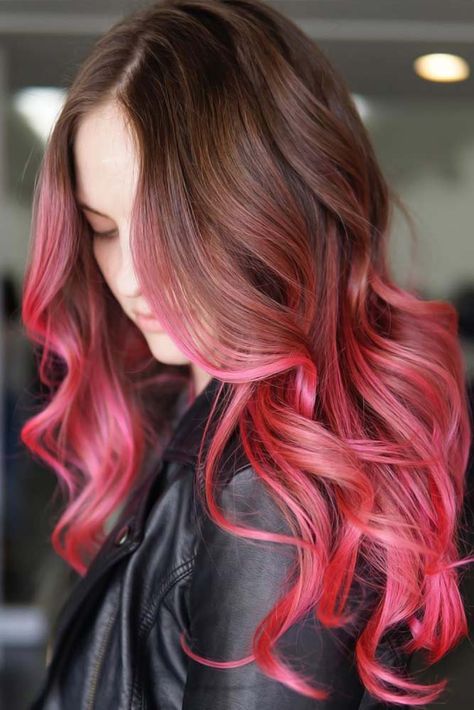 Hot Pink Ombre #ombre ❤ Are you looking for ombre hair color ideas? We have collected the hottest and most gorgeous looks for you to try. See them before going to a salon. ❤ #lovehairstyles #hairideas #shoulderhair #mediumhair Brown Hair With Pink Ombre, Blonde To Color Ombre, Pink To Red Ombre Hair, Brown And Pink Hair Ombre, Brown And Pink Ombre Hair, Brown Hair With Red Ombre, Ombre Hair Color Pink, Red To Pink Ombre Hair, Underhair Color