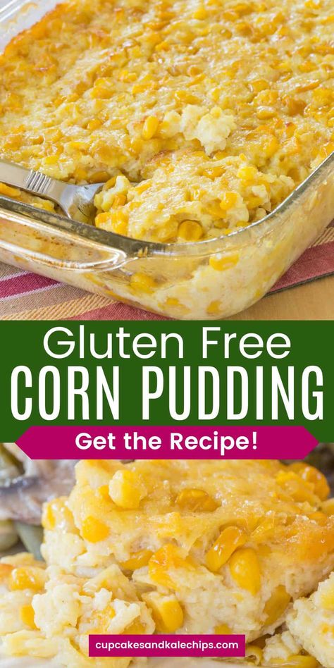 This family-favorite Corn Pudding is a creamy, custard-like side dish, perfect for the holidays. Made without any boxed mix, it’s naturally gluten-free and packed with simple pantry ingredients. Sweet, savory, and so easy to prepare, this corn casserole always steals the spotlight at the dinner table. Easy Gluten Free Corn Casserole, Corn Pudding With Cream Cheese, Gluten Free Scalloped Corn, Side Dish Gluten Free, Gluten Free Corn Pudding Recipe, Corn Casserole Gluten Free, Gluten Free Corn Pudding, Healthy Corn Casserole, Gf Stuffing