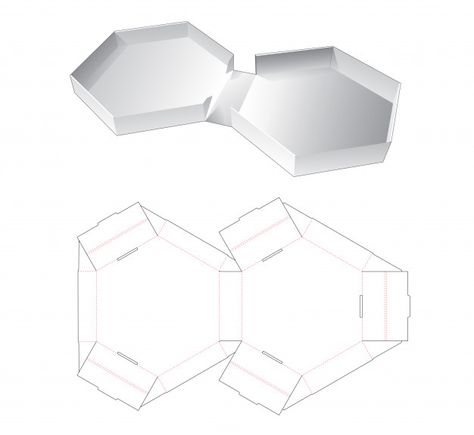 Hexagon Packaging, Box Packaging Templates, Takeaway Packaging, Hexagon Box, Paper Box Diy, Spices Packaging, Box Vector, Packaging Template, Concrete Home