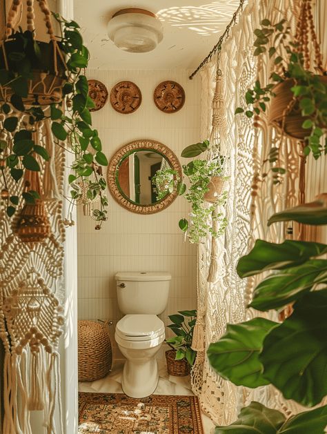 Boho Bathroom Ideas: Moroccan-Inspired Tiles Boho Bathroom Sink Decor, Plant Inspired Bathroom, Bathroom Ideas Tan Tile, Granola Bathroom, Refreshing Bathroom Ideas, Jungle Bathroom Aesthetic, Small Bathroom Ideas Maximalist, Minimal Boho Bathroom, Boho Small House