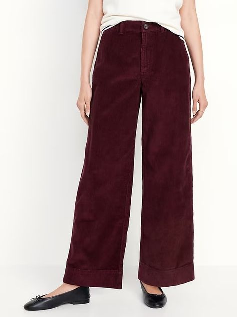 High-Waisted Corduroy Wide-Leg Pants | Old Navy Dark Academia Pants, Basic Essentials, Corduroy Pants Women, Womens Wide Leg Pants, Family Maternity, Wide Pants, Corduroy Pants, Flap Pocket, Wide Leg Pants