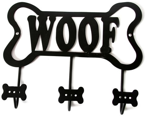 DEI Wall Rack 'Woof' Bone Leash Holder, Black ** Read more  at the image link. (This is an affiliate link and I receive a commission for the sales) Pet Supplies Organization, Wall Hook Rack, Dog Themed Gifts, Dog Leash Holder, Leash Holder, Wall Rack, Diy Holder, Functional Decor, Hanger Hooks