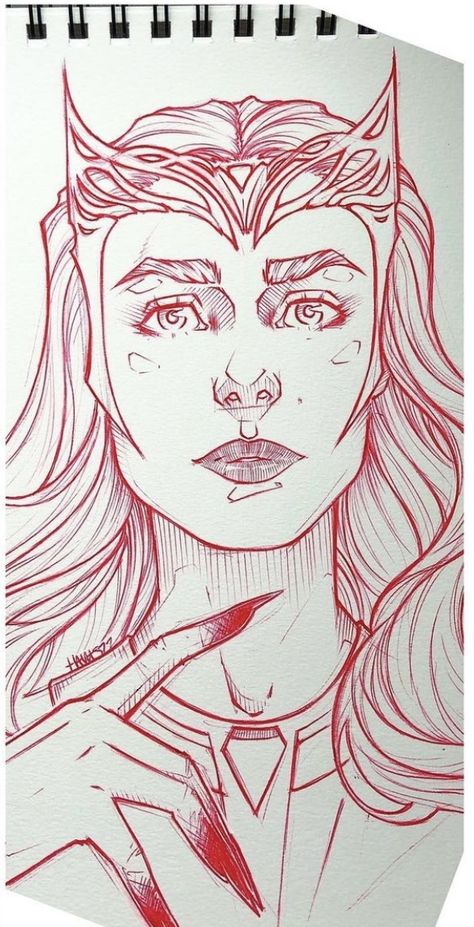 Scarlet Witch Sketch Pencil, Scarlet Witch Art Drawings, Scarlet Witch Coloring Pages, Wanda Crown Drawing, Wanda Maximoff Drawing Easy, Scarlet Witch Drawing Easy, Wanda Drawings Marvel, Scarlett Witch Drawing, Wanda Sketch