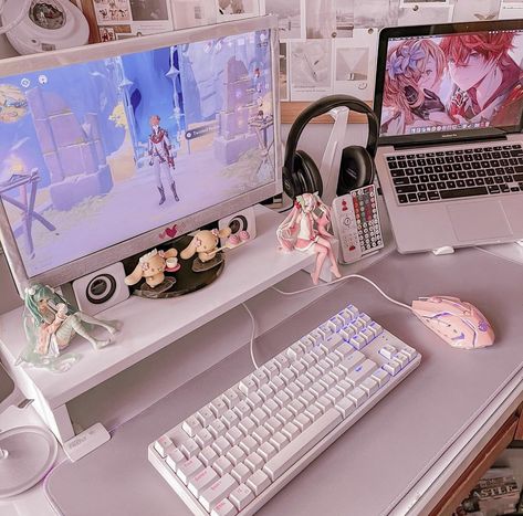 Pc Games Setup, Game Station, Study Desk Decor, Setup Gamer, Otaku Room, Video Game Room Design, Gamer Room Decor, Desktop Setup, Desk Inspiration