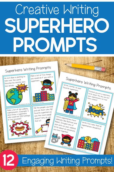 Superhero Classroom Activities, Superhero Writing Activities, Superhero Writing Prompts, Writing Notebook Cover, Superhero Lessons, Hero Writing, Superhero Writing, Super Hero Activities, Super Hero Day