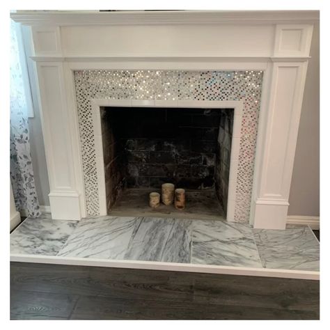 Laminated Flooring, Fireplace Mantel Surround, White Mantle, Built In Around Fireplace, Craftsman Fireplace, Fireplace Mantel Designs, Fireplace Mantel Surrounds, Mantel Surround, Curved Wall