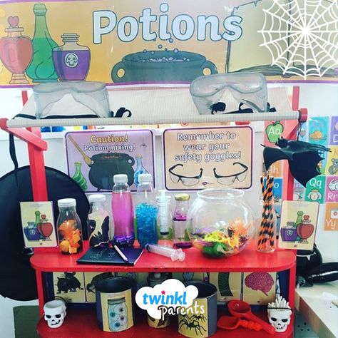 Potion Station For Kids, Potion Station, Potion Play, Magical Potion, Prop Box, Play Props, Homeschool Preschool Activities, Halloween Classroom, Halloween Potions