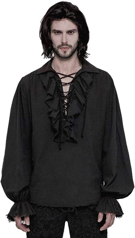 Victorian Mens Fashion, Gothic Fashion Victorian, Victorian Men, Gothic Mode, Punk Shirt, Gothic Shirts, Black Clothes, Pirate Shirts, Top Clothing