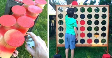 Diy Connect Four, Giant Backyard, Giant Connect Four, Amazing Backyard, Connect 4, Connect Four, Backyard Games, Summer Barbecue, Sons Birthday