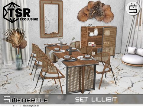 The Sims Resource - Set Lillibit Sims 4 Table, Sims 4 Cc Dining Table, Sims 4 Dining Table, Sims 4 Cc Table Dining, Sims 4 Dining Room Cc, Dining Room Design Modern Luxury, Eating Table, Dining Room Design Modern, Brown Decor