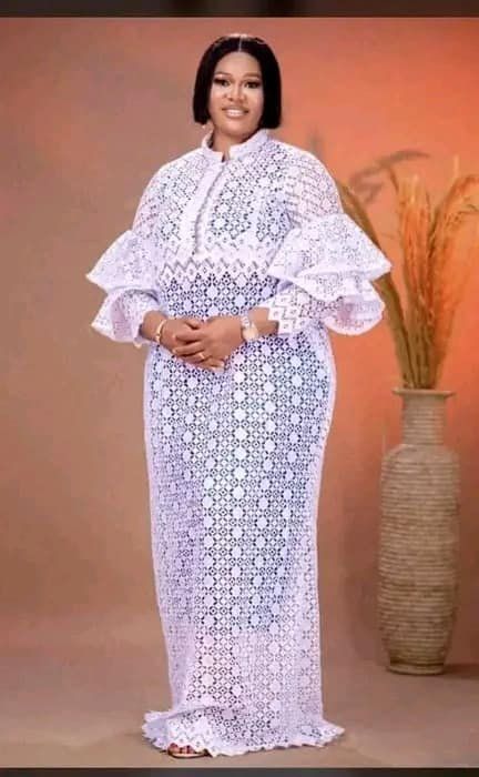 Free Lace Gowns For Women, Lace Dress Design For Wedding Guest, Loose Lace Dress Styles Ghana, Free Lace Gown Styles Nigerian, Latest Cord Lace Gown Styles, Lace Boubou Styles For Women, Bubu Gown Styles Lace, Cord Lace Gown Styles, Latest Lace Styles