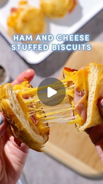 Ham And Cheese Biscuits Pillsbury, Grand Biscuit Recipes, Pillsbury Biscuit Recipes, Grands Biscuits, Pillsbury Biscuits, Pillsbury Grands, Mini Breakfast, Cheese Biscuits, Ham Cheese