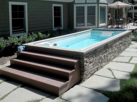 Small Fiberglass Above Ground Pool | Best 20+ Above Ground Fiberglass Pools ideas on Pinterest Endless Pool Backyard, Swim Spa Landscaping, Pool Patio Designs, Spa Landscaping, Kleiner Pool Design, Deck Piscina, Best Above Ground Pool, Endless Pool, Small Pool Design