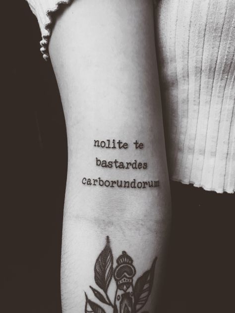 No Lite Te Bastardes Carborundorum, Handmaid Tale Tattoo, Handmaid’s Tale Tattoo, Literary Tattoo Ideas, Tattoo Ideas Feminist, Nolite Te Bastardes Carborundorum Tattoo, Handmaids Tale Tattoo, For The Plot Tattoo, Small Feminist Tattoos