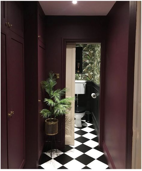 Downstairs Wc, Interior Office, Hal Decor, Purple Interior, Office Designs, Scandinavian Minimalist, Dark Home, Loft Room, Purple Paint