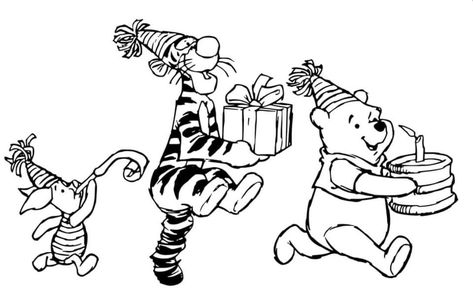 Winnie The Pooh Tattoos, Winnie Poo, Preschool Charts, Happy Birthday Coloring Pages, Birthday Coloring Pages, Kindergarden Activities, Winnie The Pooh Birthday, Birthday Activities, Disney Images