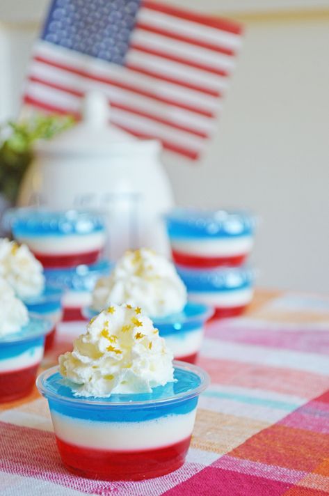 USA Patriotic Inspired Jello Shots Recipe — xoxoerinsmith.com Fourth Of July Jello Shots, Fourth Of July Jello, 4th Of July Jello Shots, 4th Of July Jello, Jello Shots Recipe, All Things Red, Fourth Of July Party, Jello Shot Recipes, Shot Recipes