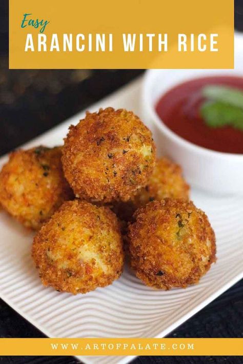 Make this ARANCINI | RICE & CHEESE BALLS with the rice that is available at your home. It is a quick and easy recipe and it can also be made ahead and frozen. Check out freezing tips. | artofpalate.com  #foodblog #easyrecipes #aranciniwithrice #fusion #recipes #quickrecipes #quick #arancini #appetizers Mini Rice Balls, Arancini Balls Recipes, Arancini Recipe, White Rice Recipes, Instant Rice, Rice Balls, Balls Recipe, Recipe Images, Food Facts