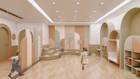 Pediatrician Clinic Interior Design, Pediatric Behavioral Health Design, Pediatric Hospital Design, Primary School Interior, Pediatric Clinic Design Interiors, Pediatric Clinic Design, Pediatric Waiting Room, Rocking Bed, Children Hospital Design