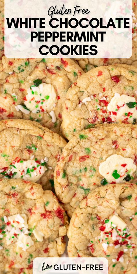 Christmas Cookie Table, Pepermint Cookies, White Chocolate Peppermint Cookies, Chocolate Candy Cane Cookies, Peppermint Christmas Cookies, Peppermint Cookie Recipe, Buttery Cookie, Gluten Free Holiday Cookies, Healthy Christmas Cookies