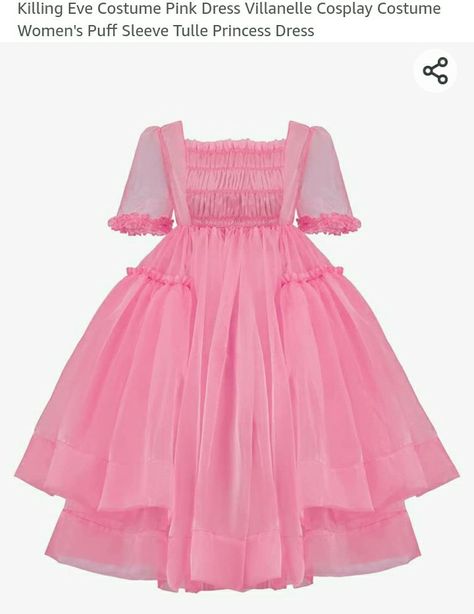 Villanelle costume from Amazon Hot Pink Tulle Dress, Short Sleeve Prom Dress, Tulle Princess Dress, Eve Costume, Short Sleeve Prom Dresses, Tulle Dress Short, Pink Tulle Dress, Pink Dress Short, Killing Eve