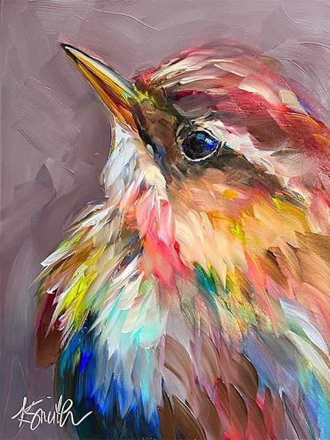 Bird Acrylic Painting Ideas, Acrylic Bird Paintings On Canvas, Acrylic Bird Painting, Abstract Bird Painting, Bird Painting Acrylic, Kim Smith, Popular Artwork, Acrylic Art Projects, Abstract Animal Art