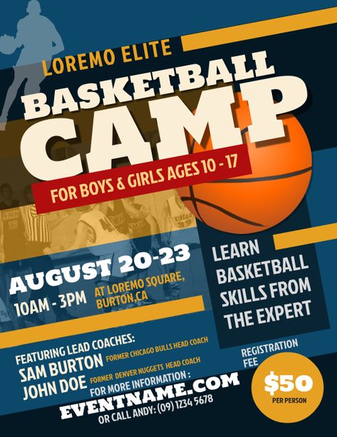 Basketball Camp Flyer Template | PosterMyWall Camp Flyer, Sport Videos, Sport Look, Outfit Gym, Basketball Camp, Couple Travel, Sport Quotes, Diet Vegetarian, Netball