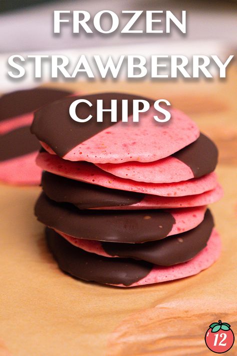 Frozen Strawberry Chips | 12 Tomatoes Healthy Snacks Instead Of Chips, Cold Refreshing Snacks, Frozen Strawberry Chips, Healthy Valentines Day Snacks, What Can I Make With Fresh Strawberries, Things To Make With Frozen Strawberries, What To Make With Frozen Strawberries, What To Do With Frozen Strawberries, Strawberry Healthy Recipes