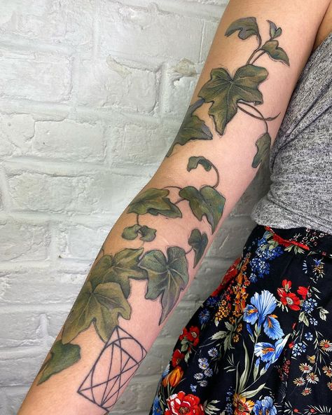 Ivy Tattoo Sleeve, Ivy Sleeve Tattoo, Deep Meaningful Tattoos, Ivy Tattoo, Arm Drawing, Vine Tattoos, Style Goals, October 5, Colouring Book